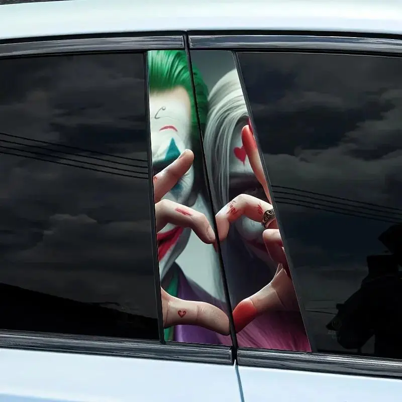 1PC Funny Clown CP Car Stickers Auto B Pillar Waterproof Center Column Decoration Cover Scratches Sunscreen Vinyl Door Decals