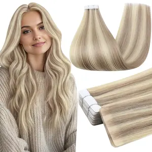 Full Shine Injection Tape in Extensions Real Human Hair 12-24 Inch 20 Pcs 50G Long Straight for Beauty woman