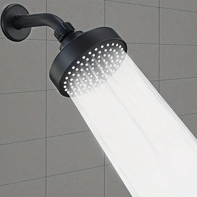 High Pressure Shower Head, Wide Coverage Spray, Durable Silicone Nozzles, Easy Insert Installation, Modern Black Design for Luxurious Bathroom Upgrade (Camping & Hiking Bathroom Accessory)