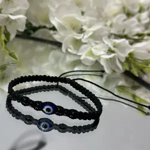 Men’s black bracelet with decorative black beads