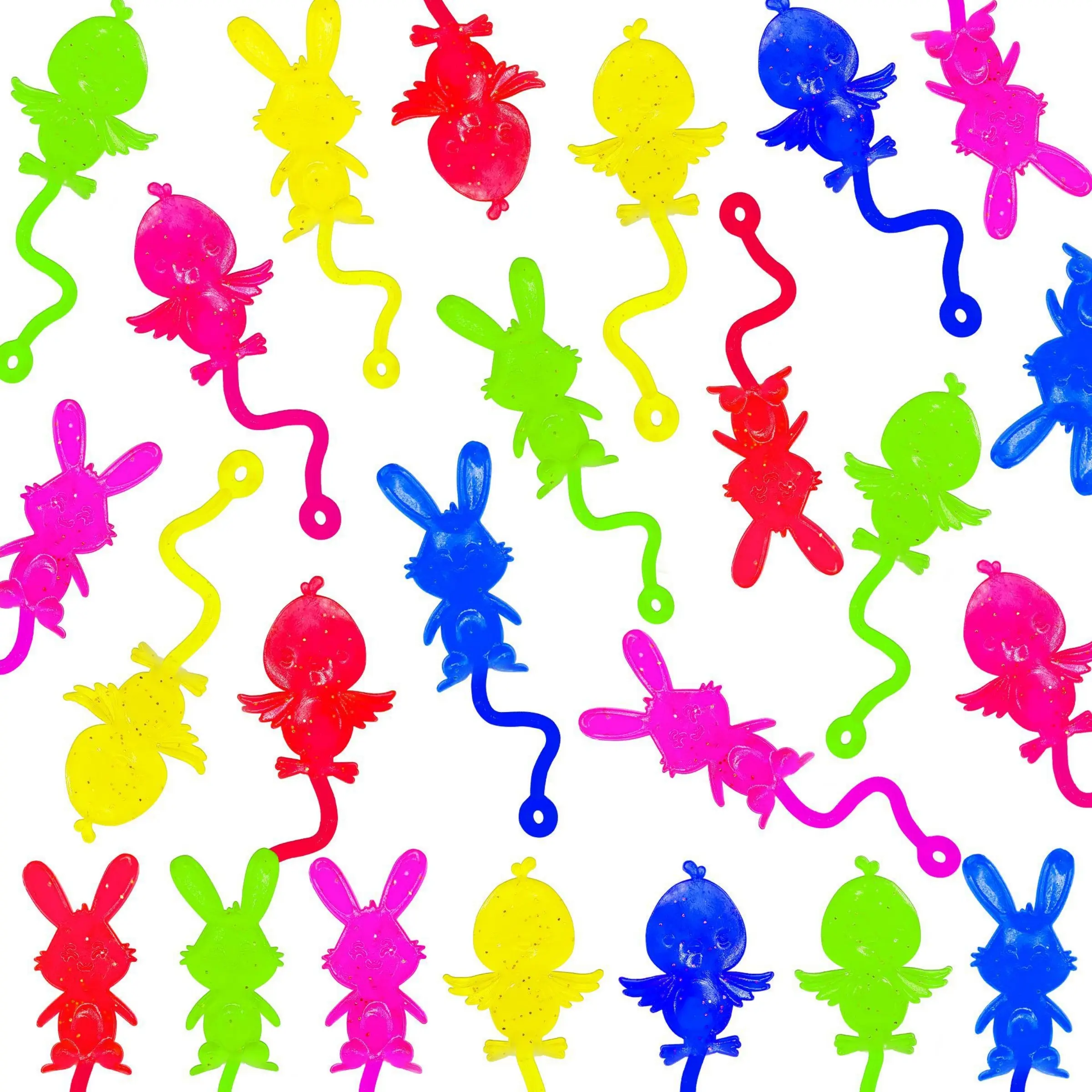 50pcs Stretchy Sticky Hand Party Favors, Chicken and Rabbit-Shaped Animals Sticky Party Stocking Stuffers