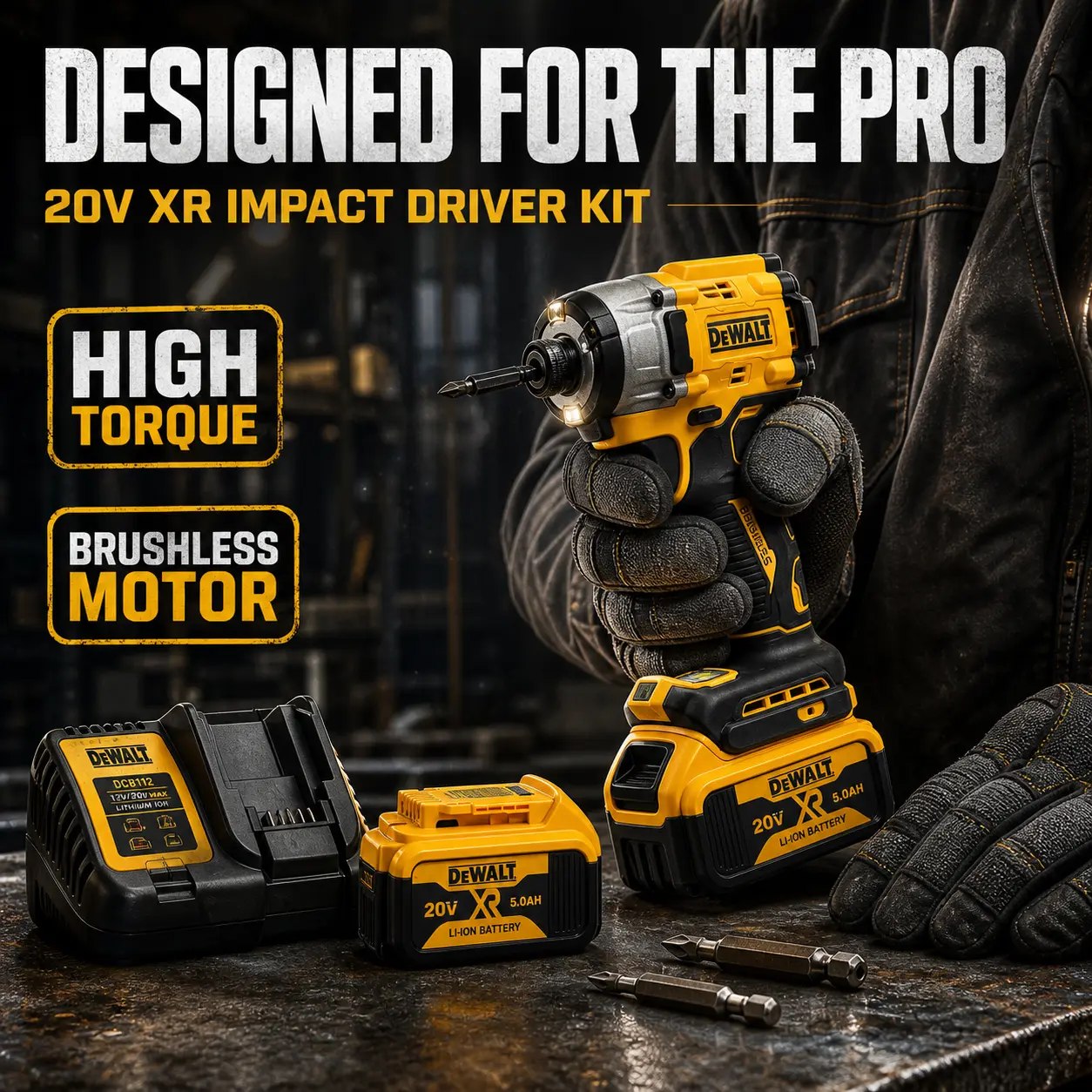 []DEWALT Cordless Impact Driver Kit, Fast Driving & Powerful Fastening, Durable Metal Gear Housing, Compact Design, High Torque Performance, Popular Tool Kit, DIY, Home Improvement, Garage Repair & Construction