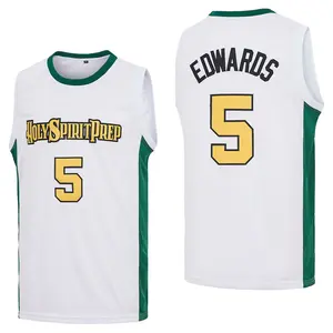 Basketball #5 Anthony Edwards Jersey Georgia College Retro Embroidery White