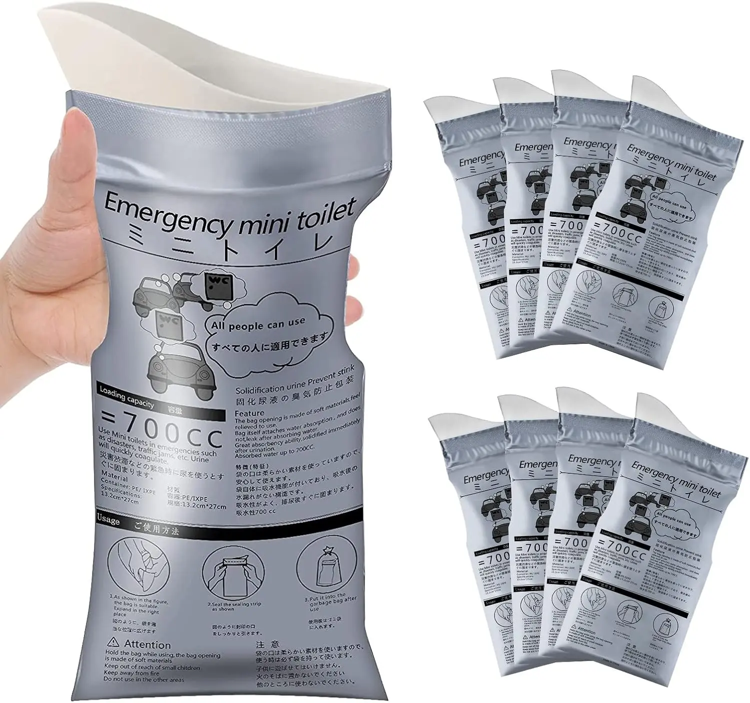 Car disposable Urine Bag, 8/16/24 Pack Pee Bags for Travel for Women/Men, 750ML Emergency Portable Urinal Bag and Vomit Bags, Unisex Urinal Bag for Camping, Traffic Jams, Pregnant