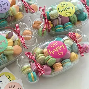 20pcs Candy Shape Cake Boxes, Sealed Transparent Lids, Disposable Plastic Packaging, Ideal for Macarons, Tiramisu, Salads, Parties, Holidays