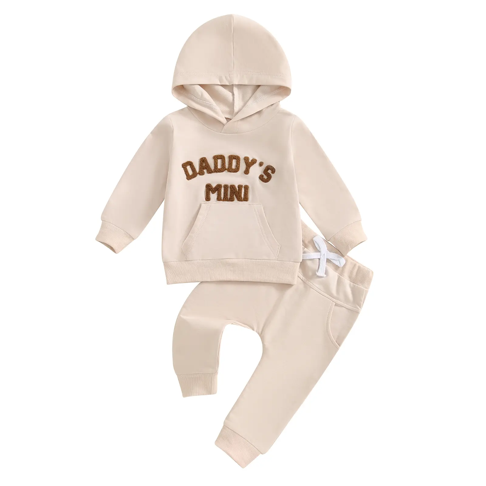 Toddler Baby Boy 2-Piece Hoodie & Sweatpants Set - Springtok Letter Embroidery Long Sleeve Hoodie, Elastic Sweatpants for Birthday, Family, Holiday, Sleeping (Baby & Maternity Gift Set), Hoodie And Sweatpants