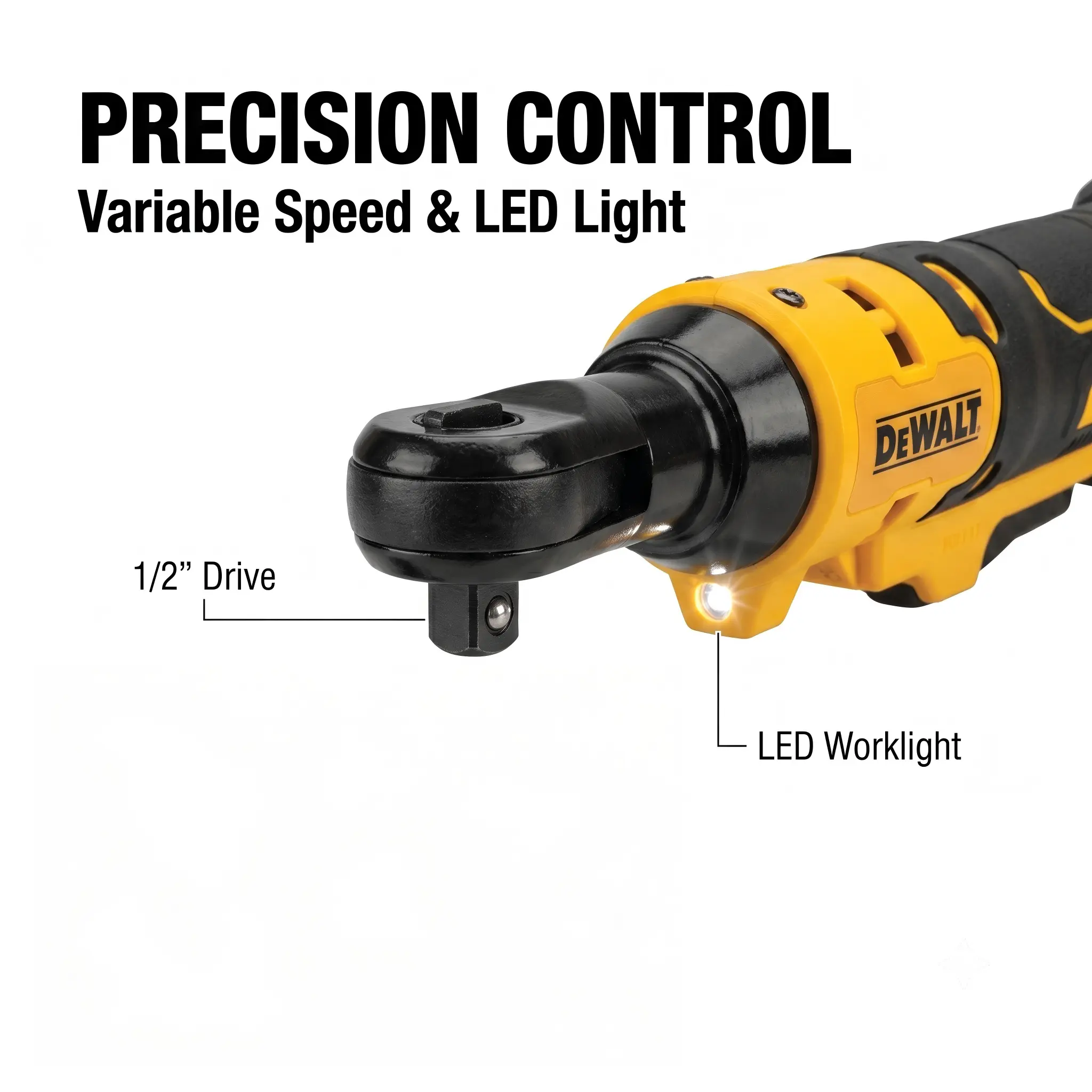 DEWALT DCF512 XR Brushless 20V MAX Power Ratchet Wrench, 3/8" Drive, 95Nm Max Torque Cordless Hand Tool for Mechanics, Compact Design, Equipment Installation, with Detachable Battery & Charger
