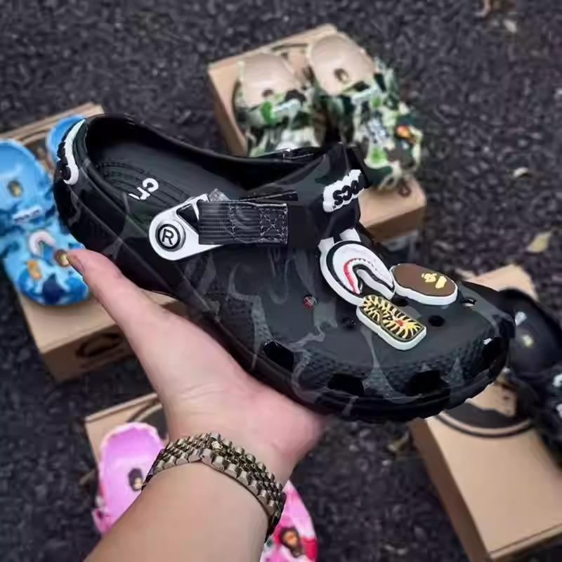 Modern Blue Camo Foam Clogs – Ocean Pattern Unisex Slides with Adjustable Heel Strap, Breathable Vent Ports, and Anti-Slip Cushioned Outsole for Summer Comfort