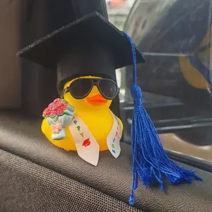 Graduation Duck with Diploma & Tassel - Cute Yellow Duck with Glasses Suitable for Car Dashboard Decor, Graduation Party Favors, Diploma Holder Gift for Graduation Decoration, Capable for Car and Events Decorations