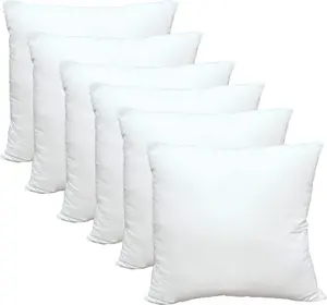 Luxury Throw Pillow Inserts, Pack of 6, 18 x 18 inches Hypoallergenic Ultra Soft White Polyester Microfiber Durable Couch Cushion Fillers