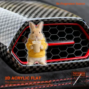 2D Flat, Cute 2D Flat Animal Drinking Bubble Tea Car Vent Clip Adorable Cartoon-Style Aroma Diffuser, Unscented, Battery-Free, Easy-to-Install Car Interior Accessory Unique Decorative Clip, Simple Installation 2D Flat, Car Interior Diffusers