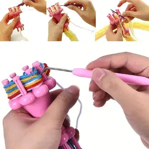 3-Piece DIY Knitting Tools Set, Crochet Set Kit, Crochet Hooks, Flower Organizer, Yarn Holder, Weaving Machine, Braiding Hook, Knitting Accessories, Knitting Supplies