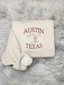Embroidered Austin Texas Crewneck Sweatshirt or Hooded Sweatshirt - Texas Sweatshirt - Embroidered gift