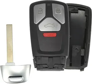 4 Button Replacement Smart Key Fob Case Keyless Entry Remote Key Shell Cover for Audi A4 A5 Q7 TT Quattro 2017-2019 with Blade No Chip