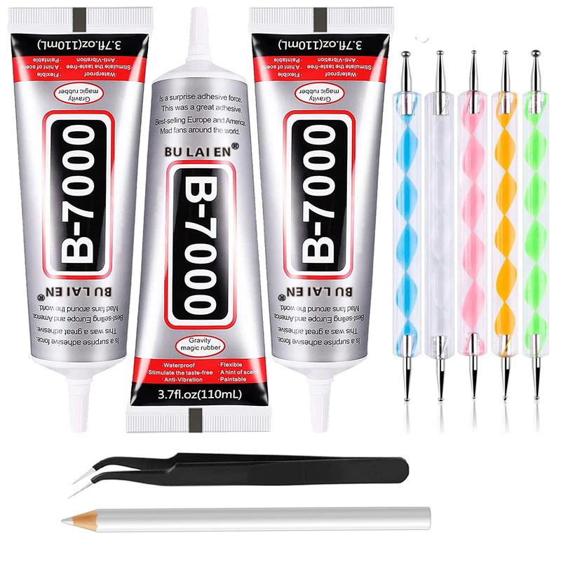 110ml/3.7 Fl Oz Multi-Purpose B6000 Adhesive, Clear Crafting Glue with Precision Dotting Pens, Wax Pencil & Tweezer Kit for Jewelry, DIY Projects & Art Creation 110ml/3.7 Fl Oz Multi-Purpose B6000 Adhesive, Clear Crafting Glue with Precision Dotting Pens, Wax Pencil & Tweezer Kit for Jewelry, DIY Projects & Art Creation