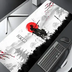 Samurai Katana Pattern Mouse Pad, Large Gaming Mouse Pad, Aesthetic Desktop Decoration Protective Pad, Non-slip Rubber Pad for Laptop, Desktop Computer Games, Desk Accessory