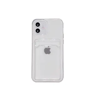 Clear Shockproof Soft Compatible Card Holder Phone Case for iPhone 11-17 Pro Max,Fits 3-Inch Card Inside, Easy to Install & Remove,Customizable Print on the Back