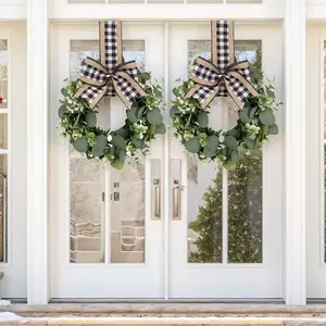 Spring flower wreath simulation kitchen cabinet flower wreath, 2-piece small eucalyptus flower wreath, farmhouse style mini kitchen cabinet flower wreath, country style decoration, classic flower wreath, plastic flower wreath, artificial green plantdeco