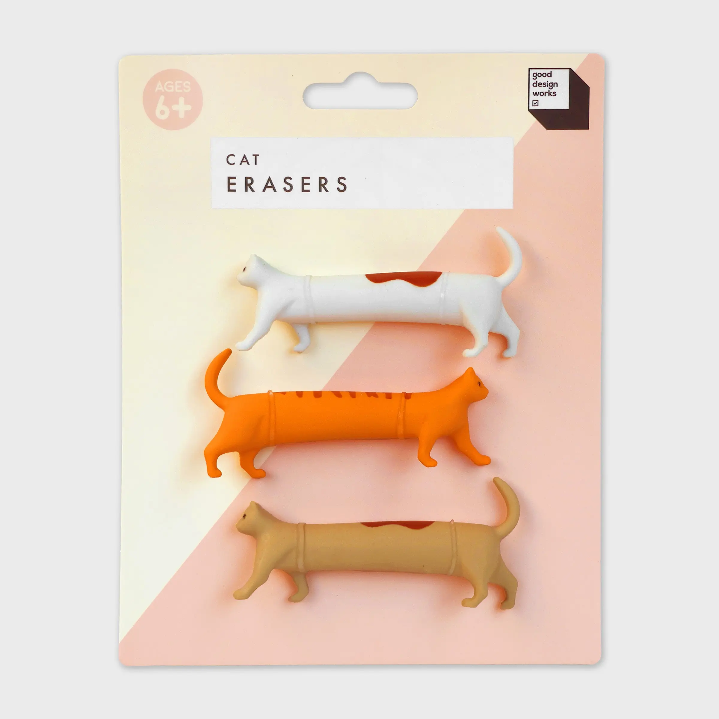 Suck UK Cat Erasers Pack of 3 - Animal Shaped Erasers - Sausage Shaped Cats - Novelty School Supplies - Soft Rubber Colourful - Cat Lover Gifts - Kawaii Eraser - Fun Office Supplies Desk Accessories