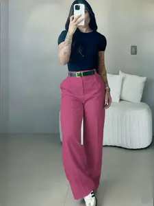 Women's High-Waisted Slim Fit Wide Leg Pants, Bohemian Street Style, Perfect for Spring Summer, Office Commute, Vacation, Fashionable and Elegant