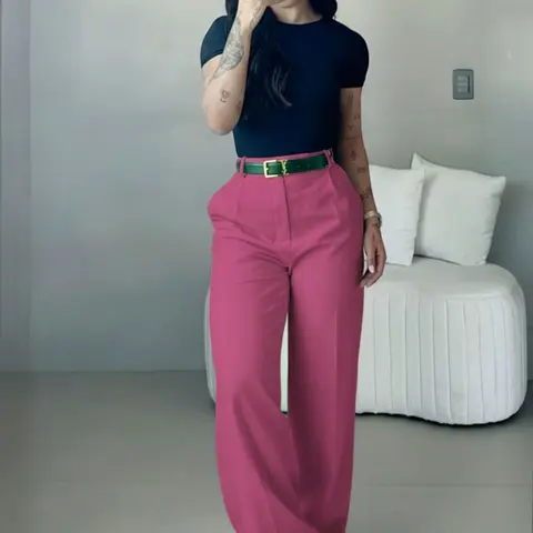 Women's High-Waisted Wide Leg Pants, Boho Fashion Trousers, Bohemian Street Style, Casual, Boho, Perfect for Spring/Summer, Office Commute and Vacation, Fashionable and Elegant