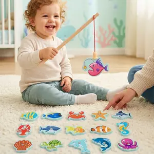 Children Magnetic Fishing Toy, Educational Early Learning Color Number Ocean Creatures, Boy Girl Birthday Christmas Gift, Hand-Eye Coordination, Learning Tool