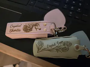 Personalized Faux Leather Lighter Holder Keychain with Chapstick & Lipstick Case Custom Gift for Smokers and Makeup Lovers