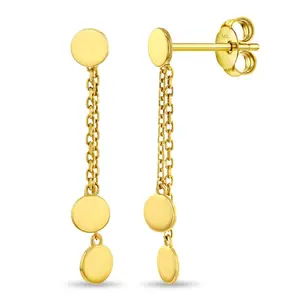 14k Gold Coin Dangle Kids / Preteen / Teen Earrings