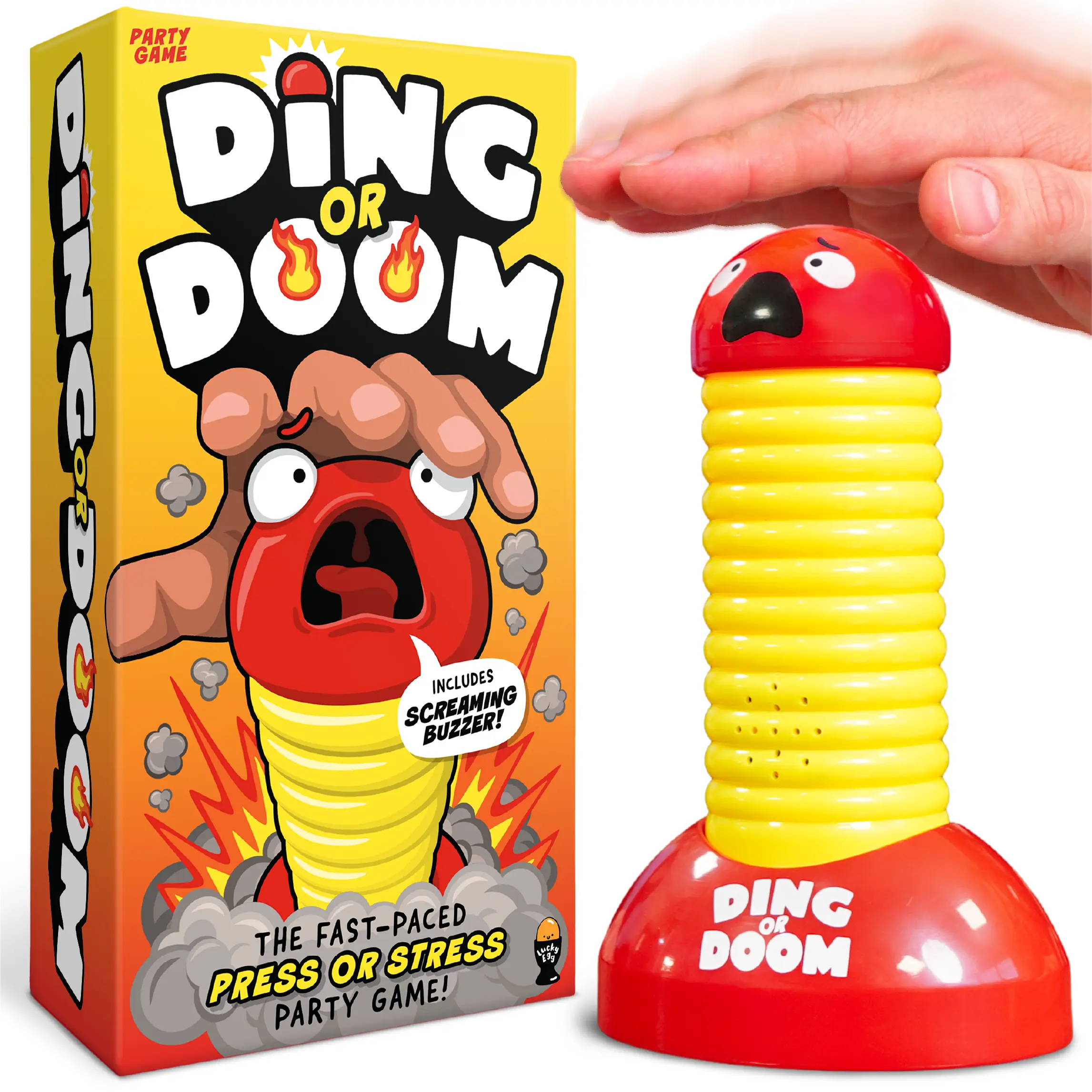 Lucky Egg Ding Or Doom – Fast-Paced Party Game for Kids, Teens & Adults – Quick Thinking Category Game with 200 Prompts – Fun Family & Party Game Night Game for 2+ Players (Ages 12+)