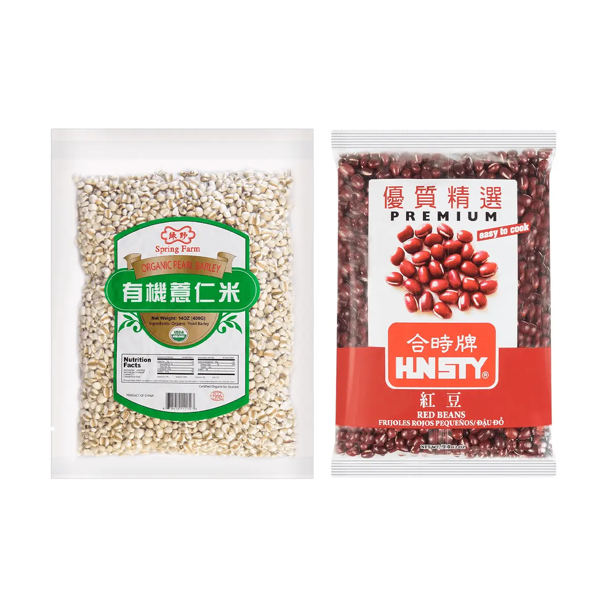 HNSTY Premium Red Beans 340g + Organic Job's Tears 400g - Natural Wellness Health Grain Protein