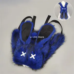 Dark Punk Rabbit Ears Backpack, Y2K Fuzzy Bunny Bag with Fluffy Ears for Subculture Streetwear & Goth Fashion