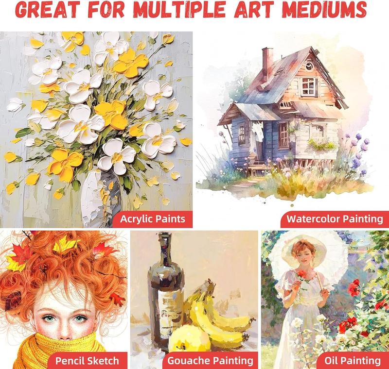 4 Pack Stretched Canvas for Painting 8x10 Inch,  Cotton Blank Art Canvases for  or Oil , Pre-Primed, 5/8 Inch Profile