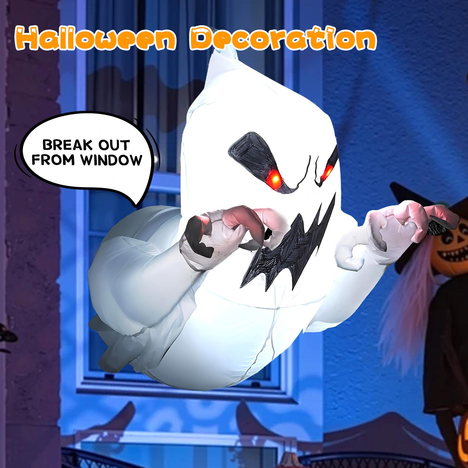 3.3Ft Halloween Inflatables Ghost Decoration with Built in Lights, Ghost Break Out from Window Blow up Ghost Window Decoration for Outdoor Indoor Home Garden Lawn Party Decor