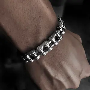 SOLID Stainless Steel Motorcycle Bike Chain Design Bracelet Men's Jewelry Gifts, Fashion Bracelet for Men, 8in 8.5in Bracelet