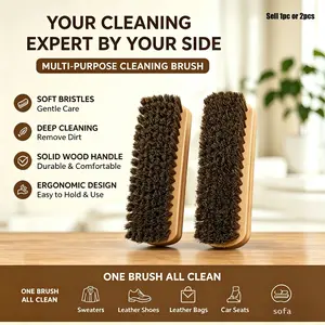 Horsehair Shine Shoes Brush Kit, Polish Dauber Applicators, Leather Shoes Boots Care Brushes, Suede Cleaner Brush, Wooden Concaved Brush