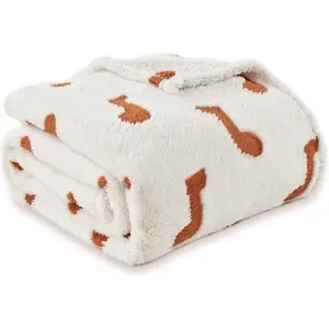 Blanket -   Patterned Fall Blankets and Throws for Living Room Decor,  Blanket Burnt Orange Throw Blanket, 108x90 Inches (300GSM)