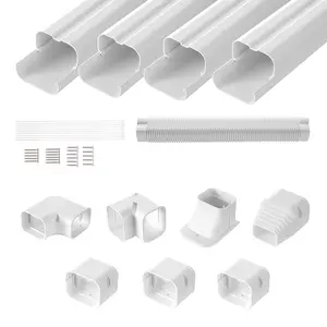 VEVOR Mini Split Line Set Cover 3-inch W 15.8Ft L, TikTokShopBlackFriday, PVC Decorative Pipe Line Cover For Air Conditioner with 4 Straight Ducts & Full Components Easy to Install, Paintable for Heat Pumps, White