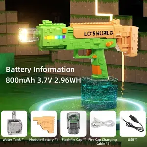 LED Electric Water Blaster With Muzzle Flame Automatic Blaster Long Range Shooting Large Capacity Water Tank Rechargeable Squirt Guns for Outdoor Pool Beach Summer Toys Kids