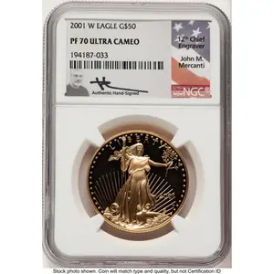 Modern Bullion Coins (2001-W Proof Gold Eagle 1 oz John Mercanti)