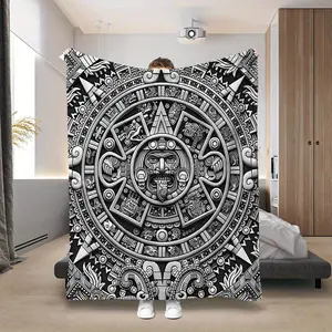 Luxurious Plush Totem Print Blanket - Cozy All-Season Fleece Throw with Vibrant, Intricate Design for Sofa, Bed, Office, Camping & Travel - Ideal Home Decor & Gift for Birthdays, Holidays