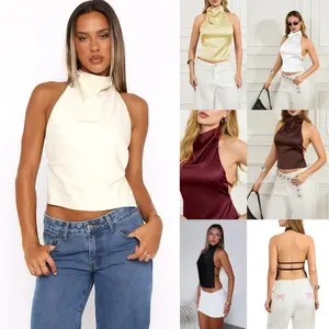Women's Solid Color Crop Tank Top, Casual Minimalist Sleeveless Top For Summer, Women's Clothing For Daily Wear,Womenswear, Elegant Classy Tops, Boho Fitted Sleeveless Top