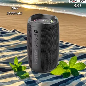 ZEALOT S61 is a 20W high‑power wireless speaker designed for portable outdoor use. It features dual speakers, a built‑in 3600mAh battery, vibrant RGB lighting, and supports SD/USB/AUX inputs as well as dual‑speaker pairing