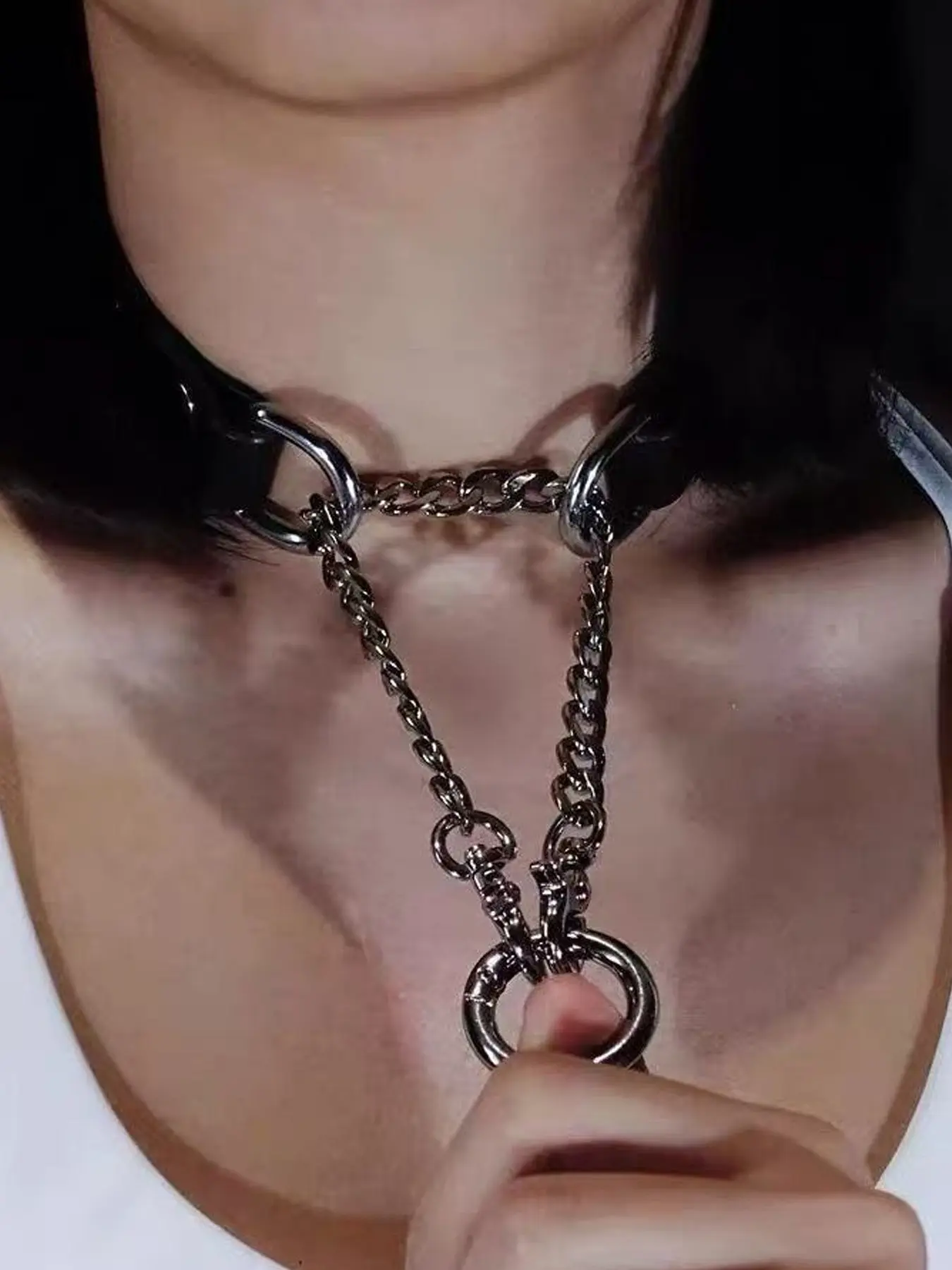 1Pc Dark Punk Style Choker Costume Jewelry Necklace, Adjustable Chain Design, Unisex Gothic Neck Jewelry for Men & Women