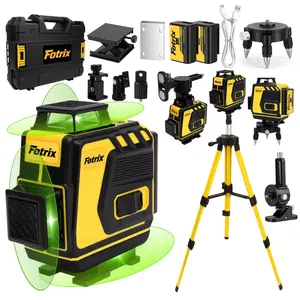 16-line green light laser level, 4×360° automatic leveling, remote control, dual batteries, complete accessories set, suitable for tiles, cabinets, home renovation