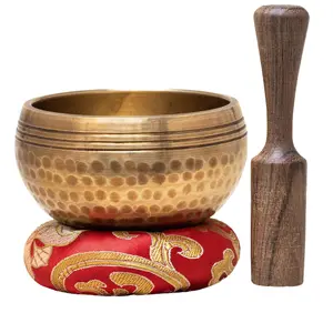Hand Hammered  - Authentic Tibetan Singing Bowls Made in Nepal, Yoga and Meditation Sound Bowl Set. Olive Shaped Drum Percussion Instrument
