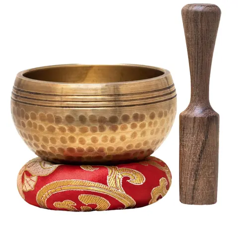 HIMALAYAN HEALING Authentic 3-Inch Olive-Shaped Handcrafted Hand-Hammered Singing Bowl Set - Percussion Musical Instruments, Made in Nepal, with Cushion & Striker, for Meditation, Rich Resonance, Balance Energy, Instruments, Bass Drums