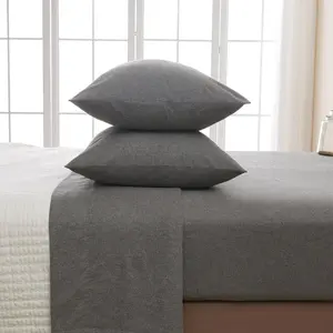 4 Piece Heathered Solid Cotton Blend Flannel Sheet Set - Anders Collection