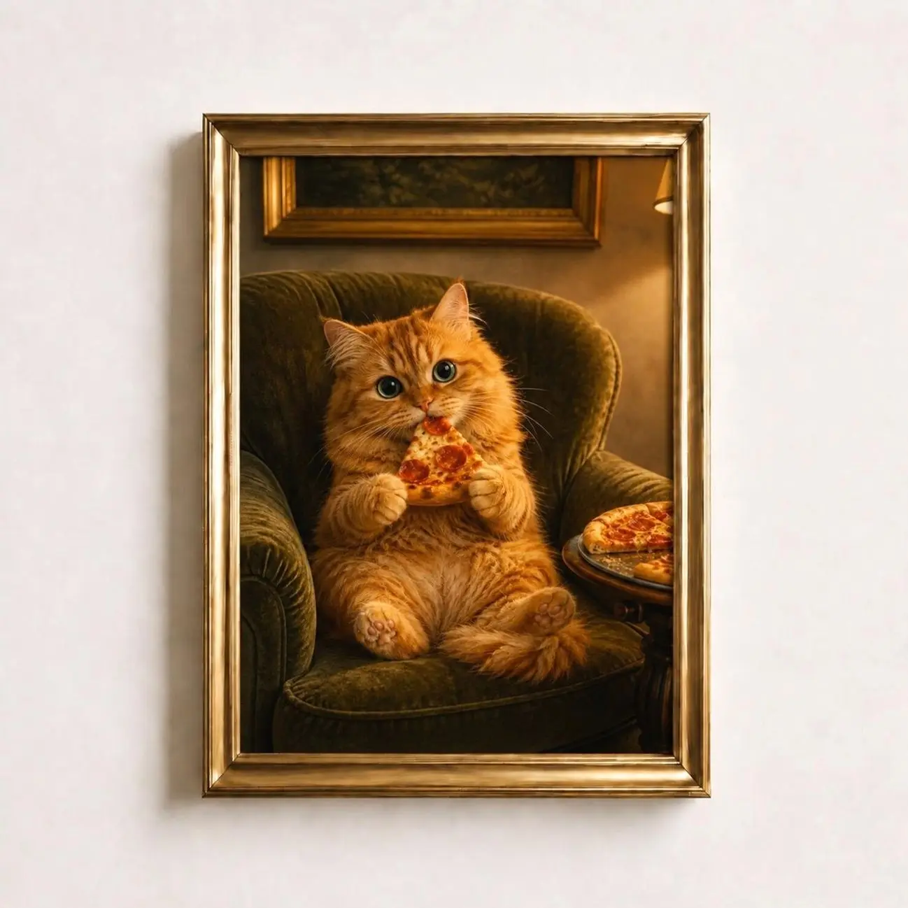 Black Cat Eating Pizza Wall Art, Funny Vintage Cat Print, Kitchen Decor, Cat Lover Gift 3