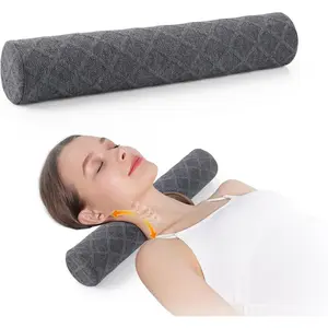 3.1" H Small Cervical Roll Pillow, Medium Soft Memory Foam Round Neck Cylinder Bolster Pillow for Sleeping, Neck Support for Bed, Legs, Back and Yoga (Grey, Small - 3.1" H)