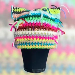 Crochet Yarn Scrap Hat - Colorful and Eclectic Design, Unisex